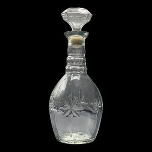 Vintage Atomic Starburst Clear Glass Liquor Decanter Bottle w/ Stopper 10.5” Bar